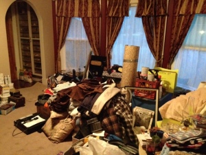Our 4 yard sale pile, and a  visual of how my mind feels about now.